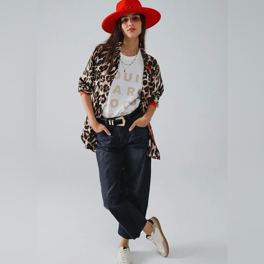 Leopard Print button down shirt